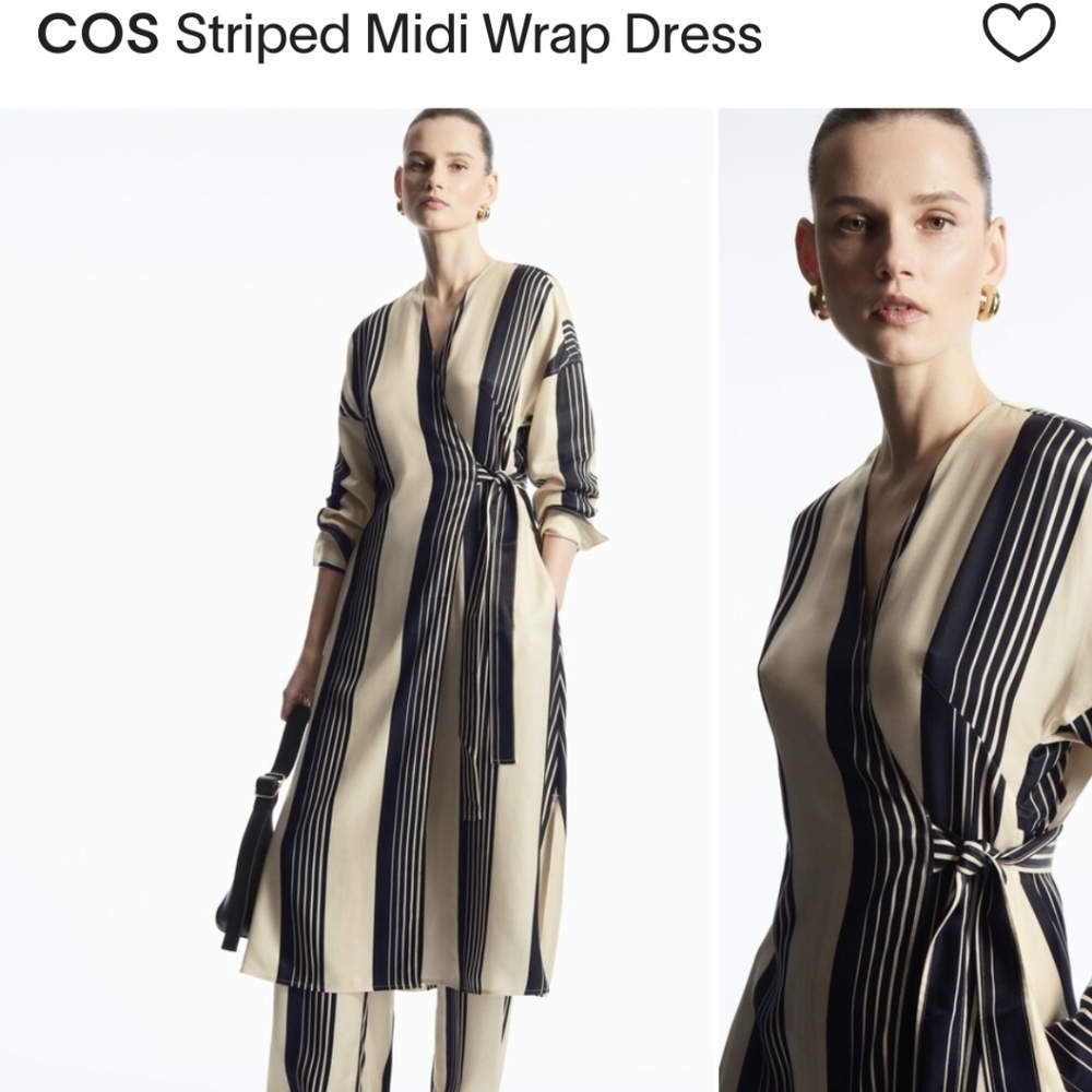 COS Pinstripe Longsleeve Wrap Dress